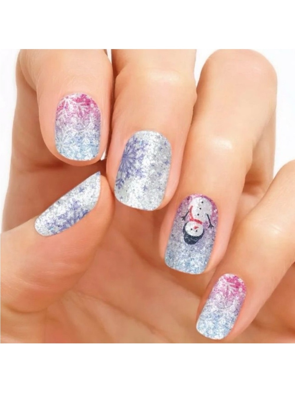 Color Street Pink, Blue & Silver Glitter Nail Strips